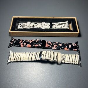 3 Apple Watch Bands Series 4 - 44mm 2 Animal Faux Print & a Pink & Black